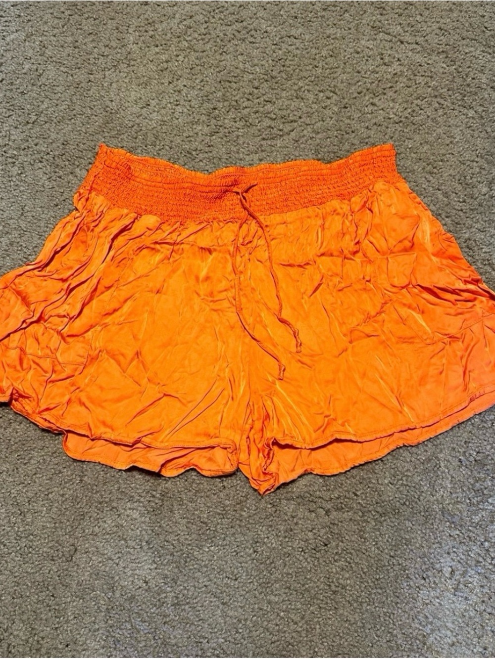 Aerie Silky-Like Orange Flowy Shorts size Large
